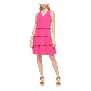 TOMMY HILFIGER Womens Pink Lined Pullover Sleeveless Shift Dress 8